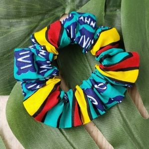 2 Aquamarine Kente Unisex Scrunchies